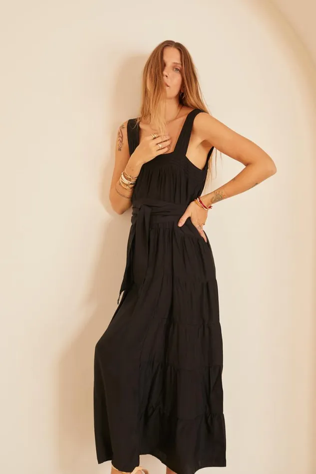 Women Natalie Martin Dresses Jasmine Maxi Black Silk
