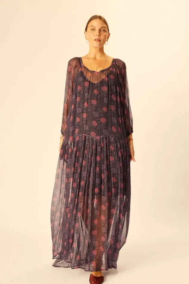 Women Natalie Martin Dresses Lainey Dress With Sash Snowflake Aubergine