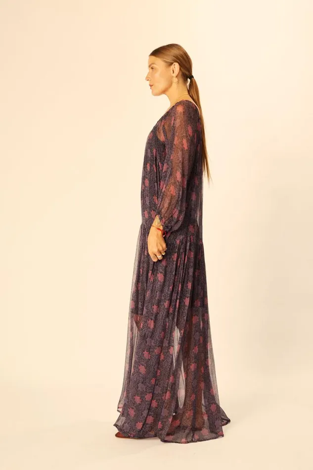 Women Natalie Martin Dresses Lainey Dress With Sash Snowflake Aubergine