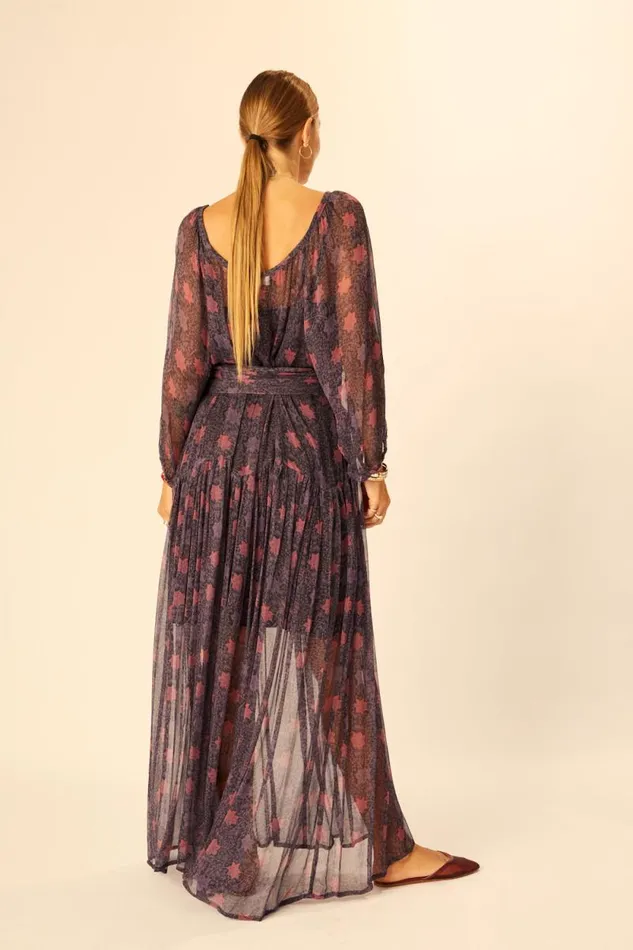 Women Natalie Martin Dresses Lainey Dress With Sash Snowflake Aubergine