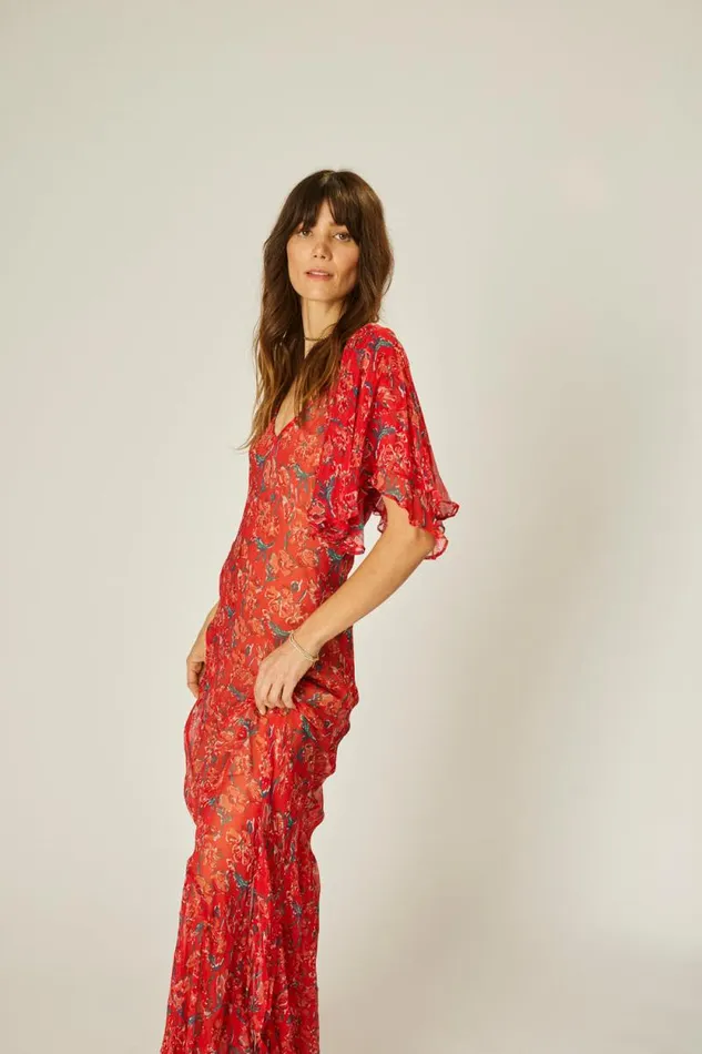 Women Natalie Martin Dresses Ramya Dress Chiffon Watercolor Vermil