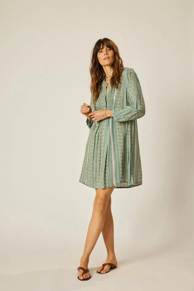 Women Natalie Martin Dresses Sammie Short Dress Paisley Stripe Pool