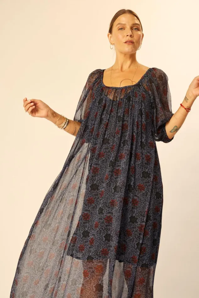Women Natalie Martin Dresses Vivi Dress Snowflake Steel Blue