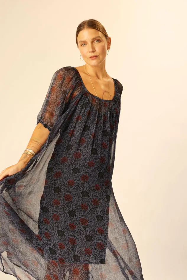 Women Natalie Martin Dresses Vivi Dress Snowflake Steel Blue