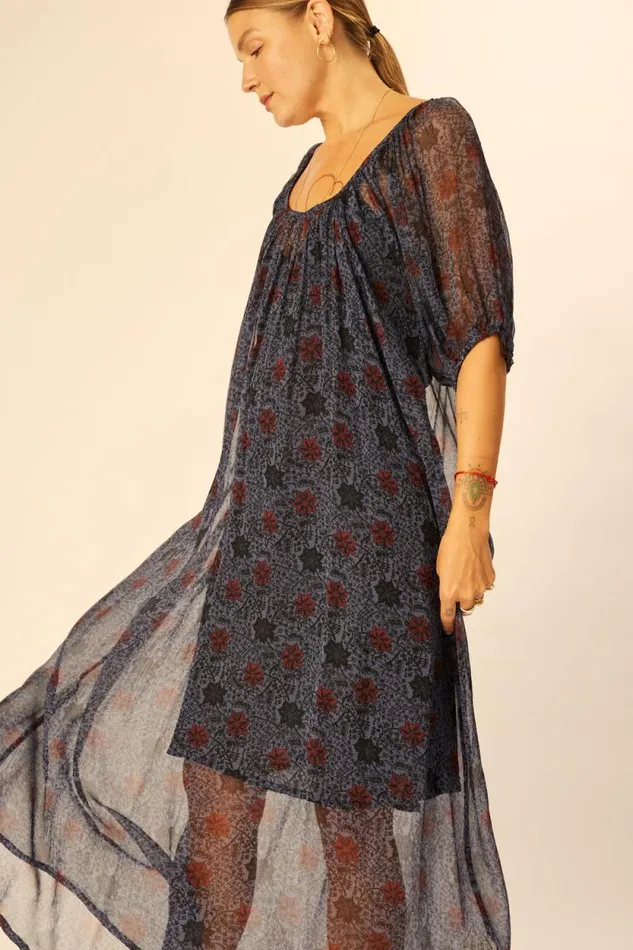Women Natalie Martin Dresses Vivi Dress Snowflake Steel Blue