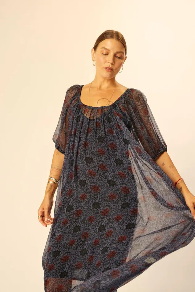 Women Natalie Martin Dresses Vivi Dress Snowflake Steel Blue