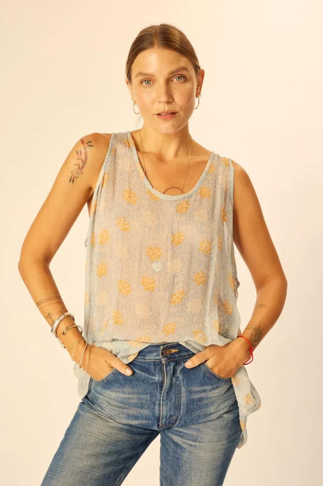 Women Natalie Martin Tops Ariana Tank Snowflake Tangerine