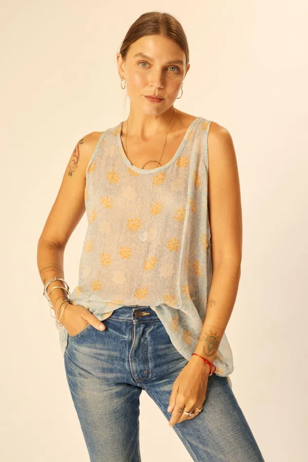 Women Natalie Martin Tops Ariana Tank Snowflake Tangerine