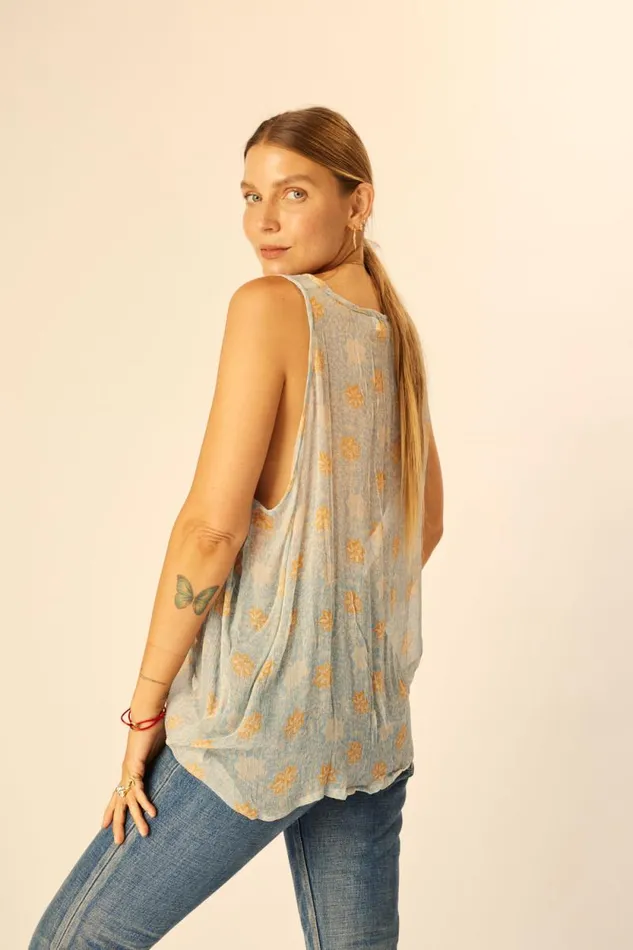 Women Natalie Martin Tops Ariana Tank Snowflake Tangerine
