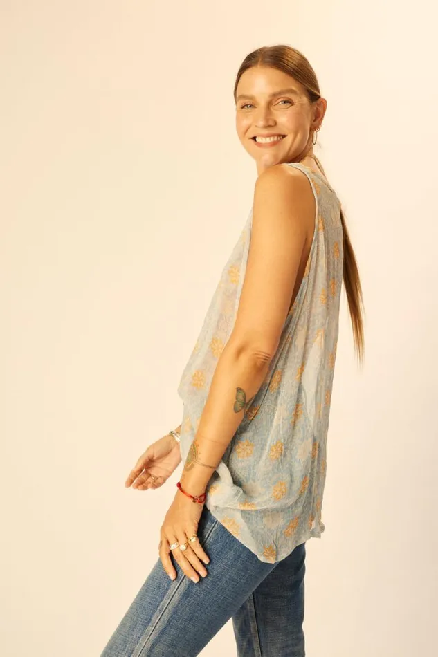 Women Natalie Martin Tops Ariana Tank Snowflake Tangerine