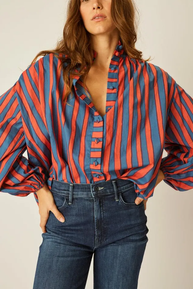 Women Natalie Martin Tops Iris Top Batik Stripe Lavender