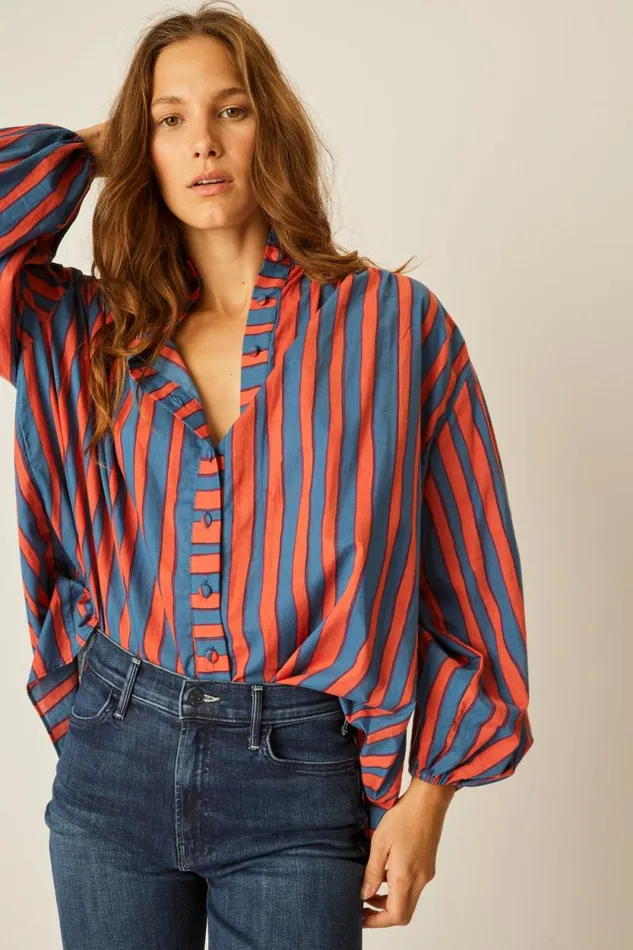 Women Natalie Martin Tops Iris Top Batik Stripe Lavender