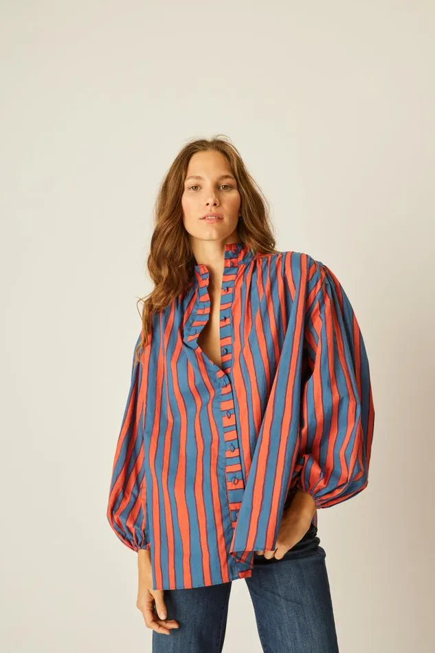 Women Natalie Martin Tops Iris Top Batik Stripe Lavender