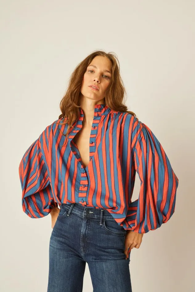 Women Natalie Martin Tops Iris Top Batik Stripe Lavender