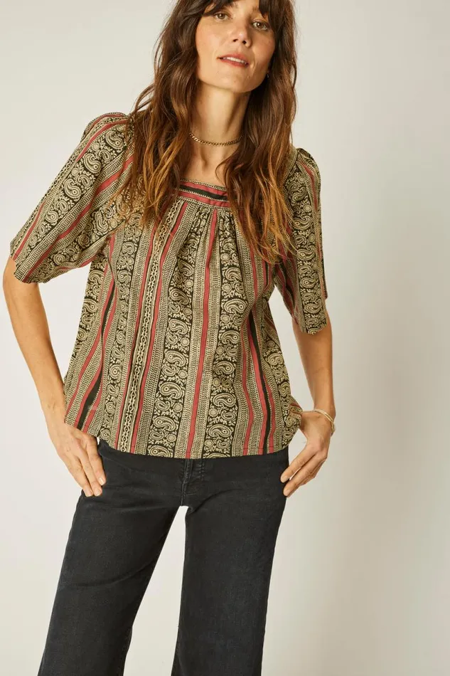 Women Natalie Martin Tops Nikki Top Paisley Stripe Black