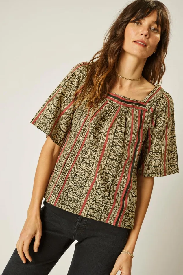 Women Natalie Martin Tops Nikki Top Paisley Stripe Black