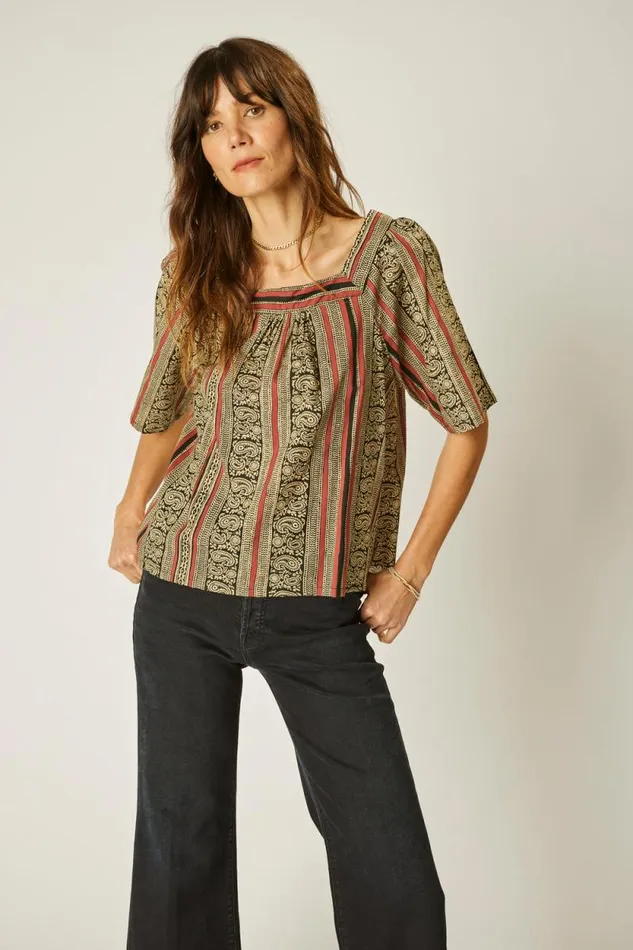 Women Natalie Martin Tops Nikki Top Paisley Stripe Black