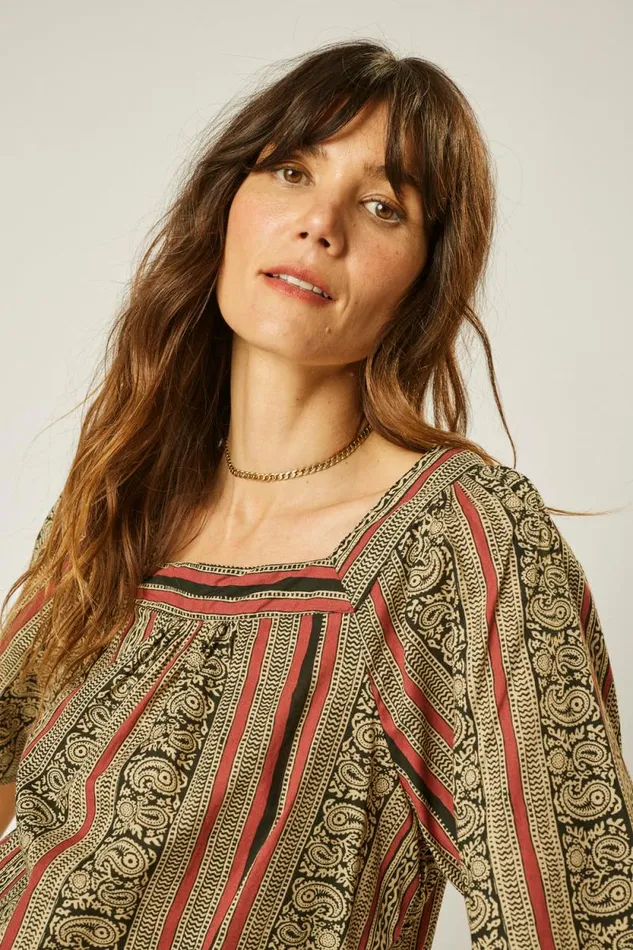Women Natalie Martin Tops Nikki Top Paisley Stripe Black