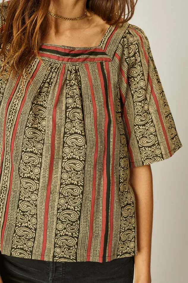 Women Natalie Martin Tops Nikki Top Paisley Stripe Black