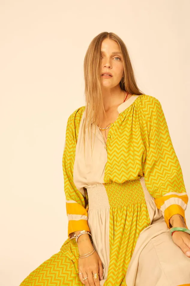 Women Natalie Martin Tops Remy Top Block Zigzag Tangerine