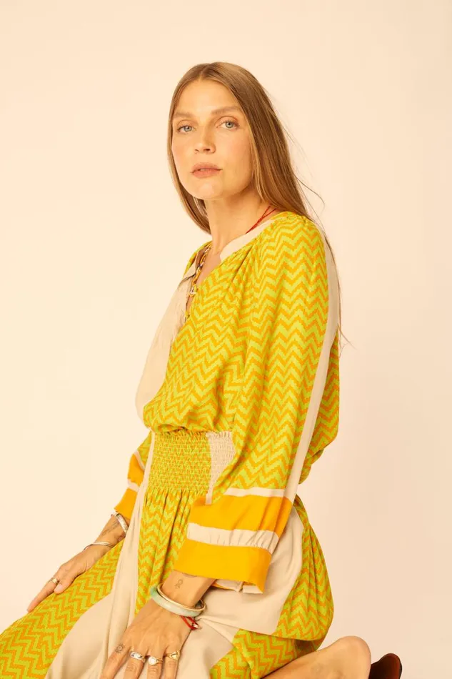 Women Natalie Martin Tops Remy Top Block Zigzag Tangerine