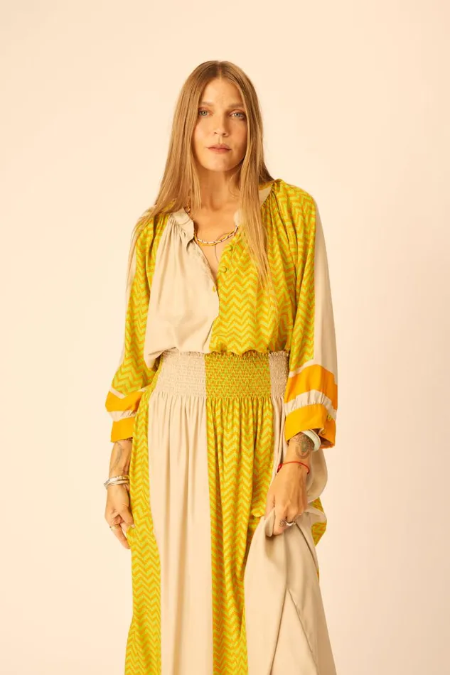 Women Natalie Martin Tops Remy Top Block Zigzag Tangerine