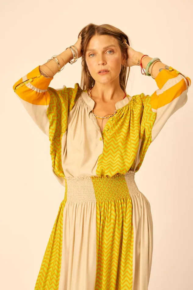 Women Natalie Martin Tops Remy Top Block Zigzag Tangerine
