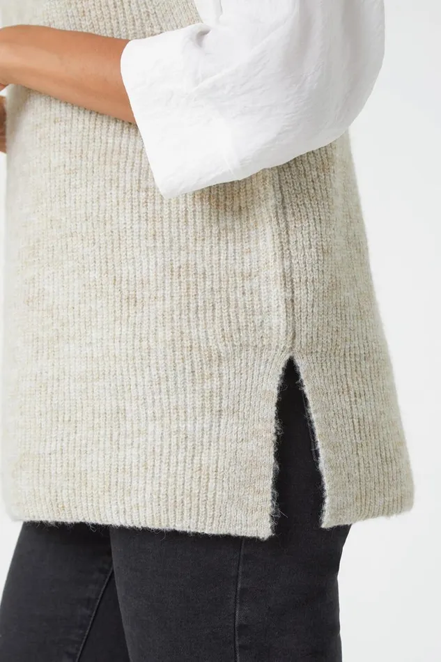 Women Natural Longline Soft Knit Jumper Vest Roman Knitwear