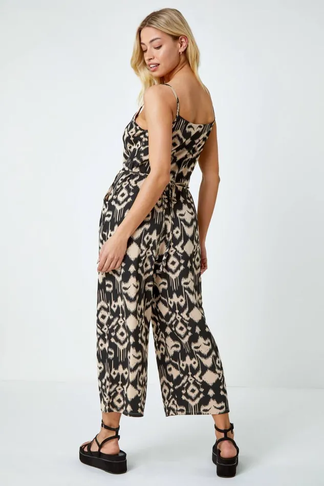 Women Natural Sleeveless Tie Dye Stretch Jumpsuit Roman Dresses
