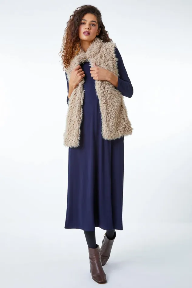 Women Navy Stretch Pocket Detail Midi Dress Roman Dresses