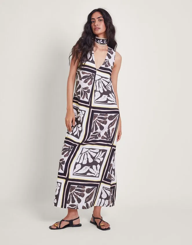 Women Nelinha Print Linen Dress Black Monsoon Dresses