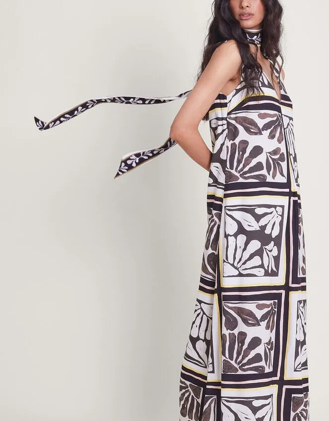 Women Nelinha Print Linen Dress Black Monsoon Dresses
