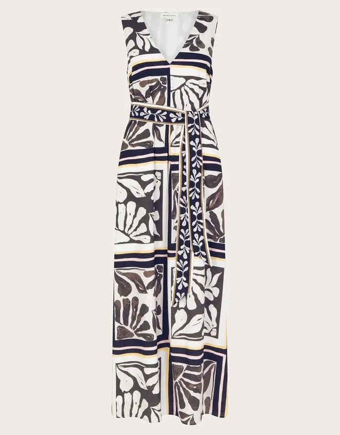 Women Nelinha Print Linen Dress Black Monsoon Dresses