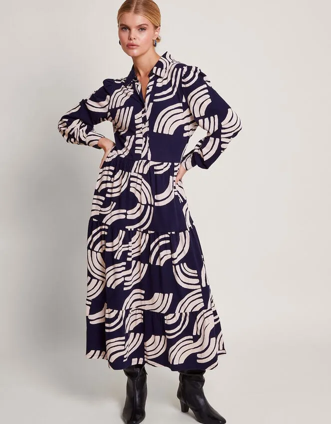 Women Nula Print Tier Dress Blue Monsoon Dresses