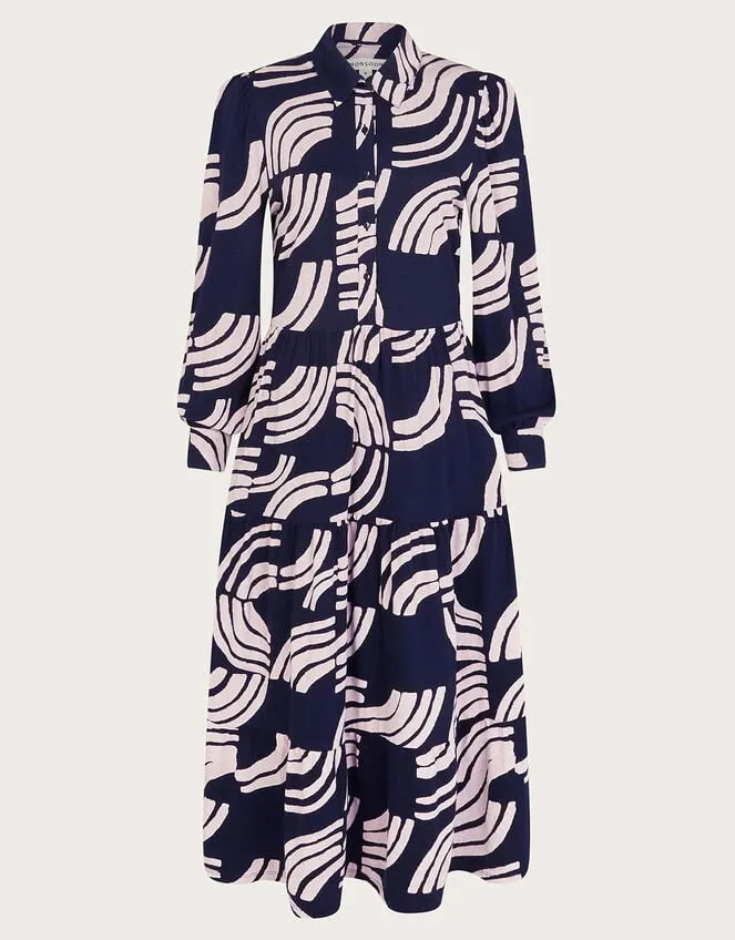 Women Nula Print Tier Dress Blue Monsoon Dresses