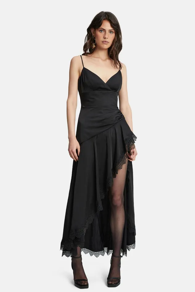 Women Occasion Dresses Bardot Sorella Lace Trim Midi Dress In Black Black