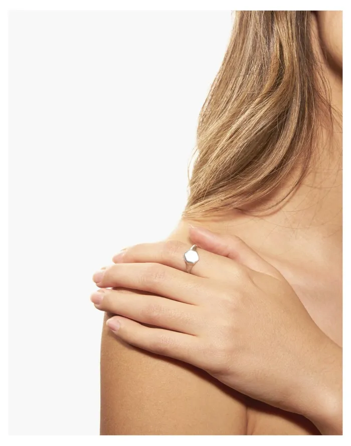 Women Odette Hex Signet Ring Silver Madewell Rings Women Odette Hex Signet Ring Silver Madewell Rings