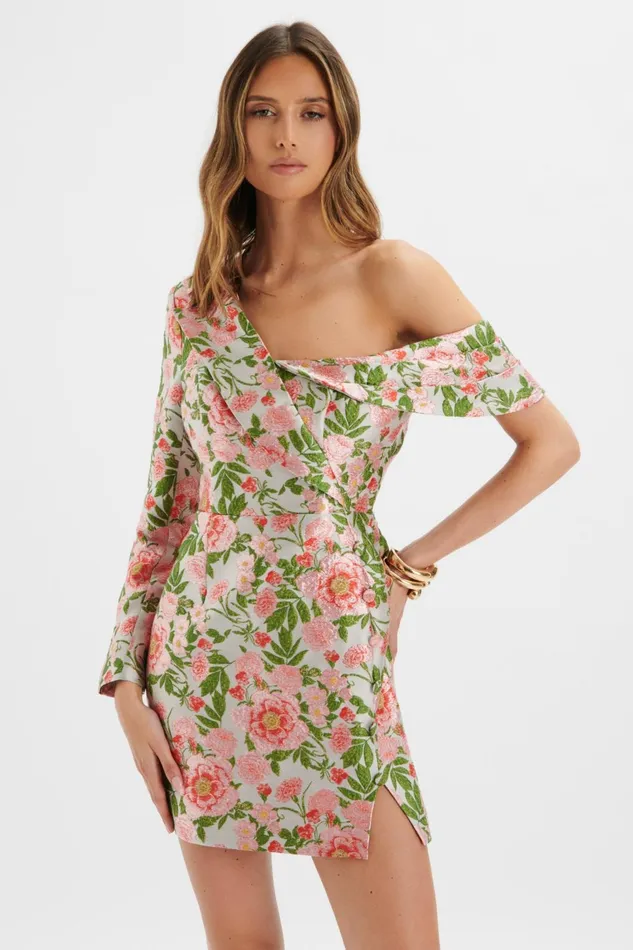 Women Off The Shoulder and Bardot Lavish Alice PRESLEY One Shoulder Blazer Mini Dress In Jacquard Jacquard Women Off The Shoulder and Bardot Lavish Alice PRESLEY One Shoulder Blazer Mini Dress In Jacquard Jacquard
