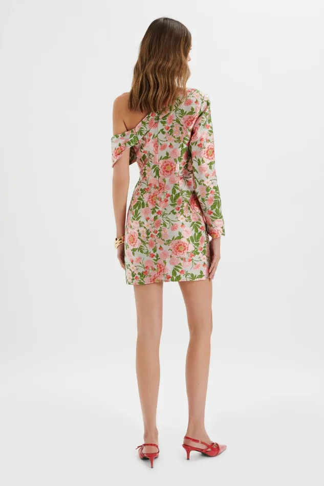 Women Off The Shoulder and Bardot Lavish Alice PRESLEY One Shoulder Blazer Mini Dress In Jacquard Jacquard
