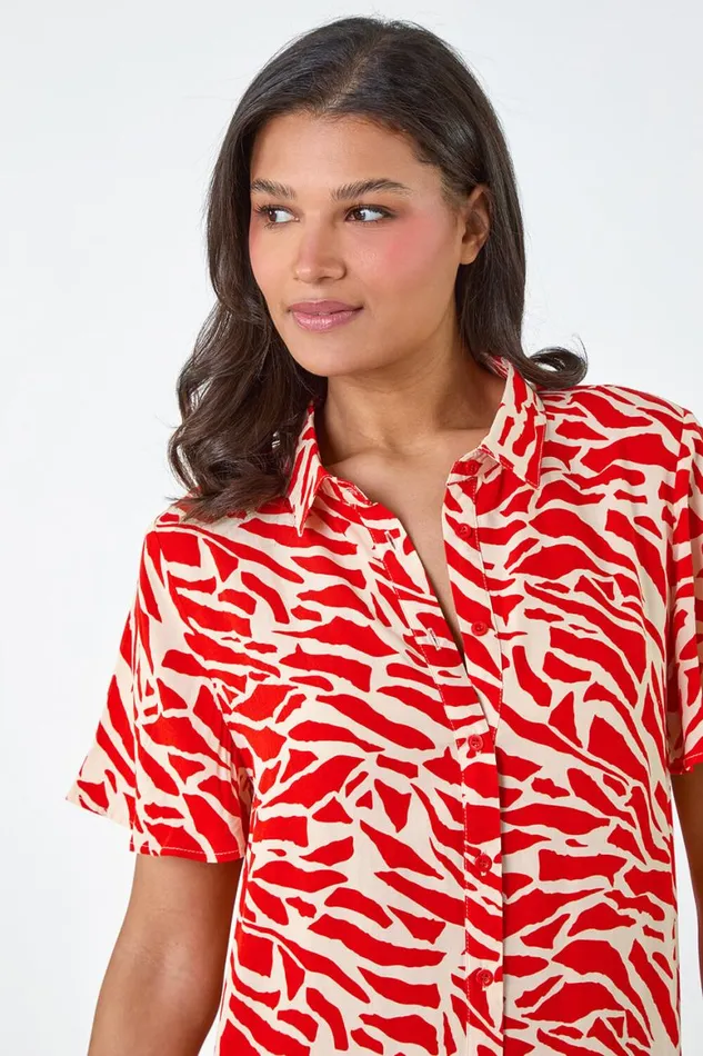 Women Orange Animal Print Tiered Smock Dress Roman Dresses