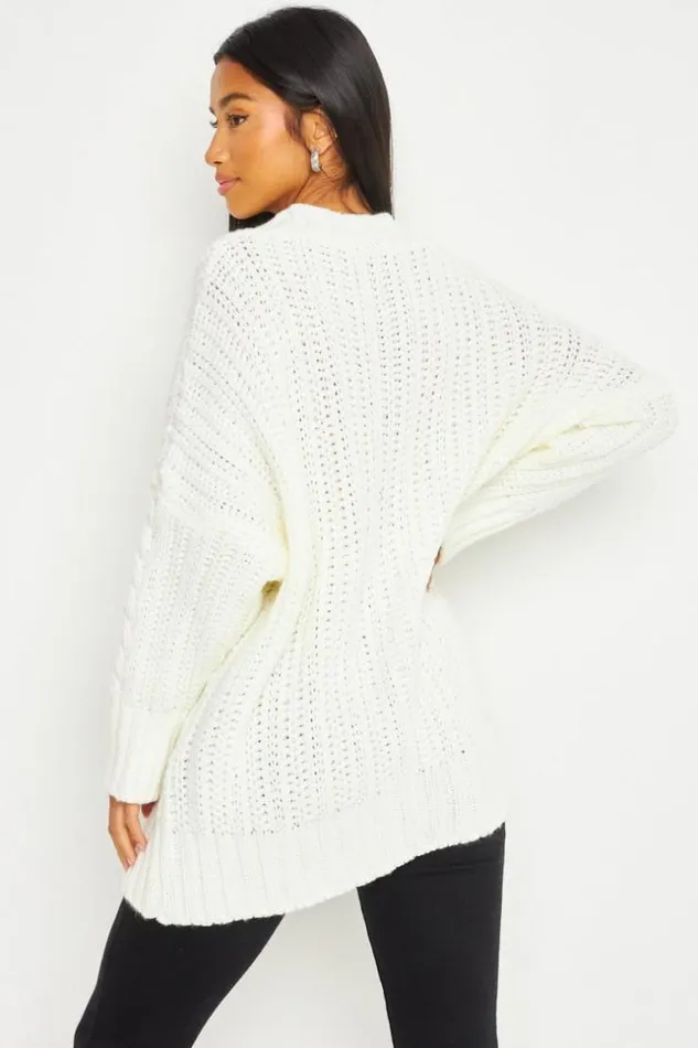 Women Oversized Cardigan In White White Brentiny Paris Cardigans