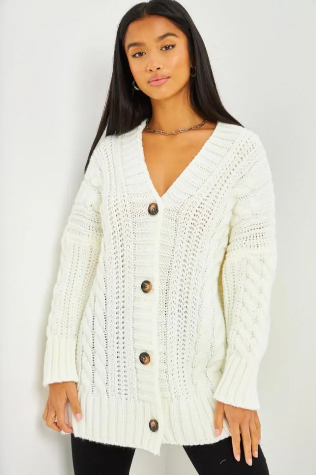 Women Oversized Cardigan In White White Brentiny Paris Cardigans