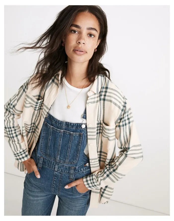 Women Oversized Ex Boyfriend Swing Shirt In Windowpane Midnight Green Madewell Tops and Shirts Women Oversized Ex Boyfriend Swing Shirt In Windowpane Midnight Green Madewell Tops and Shirts