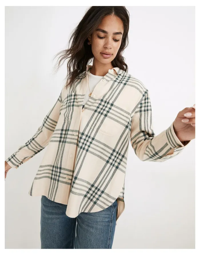 Women Oversized Ex Boyfriend Swing Shirt In Windowpane Midnight Green Madewell Tops and Shirts Women Oversized Ex Boyfriend Swing Shirt In Windowpane Midnight Green Madewell Tops and Shirts