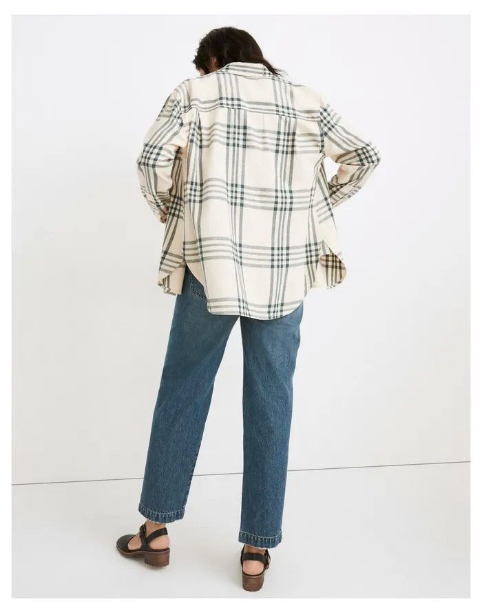 Women Oversized Ex Boyfriend Swing Shirt In Windowpane Midnight Green Madewell Tops and Shirts Women Oversized Ex Boyfriend Swing Shirt In Windowpane Midnight Green Madewell Tops and Shirts