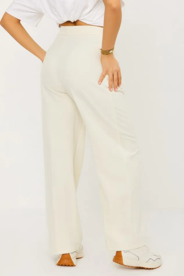 Women Pantalon Tailleur Ceintur cru Ecru Brentiny Paris Pants