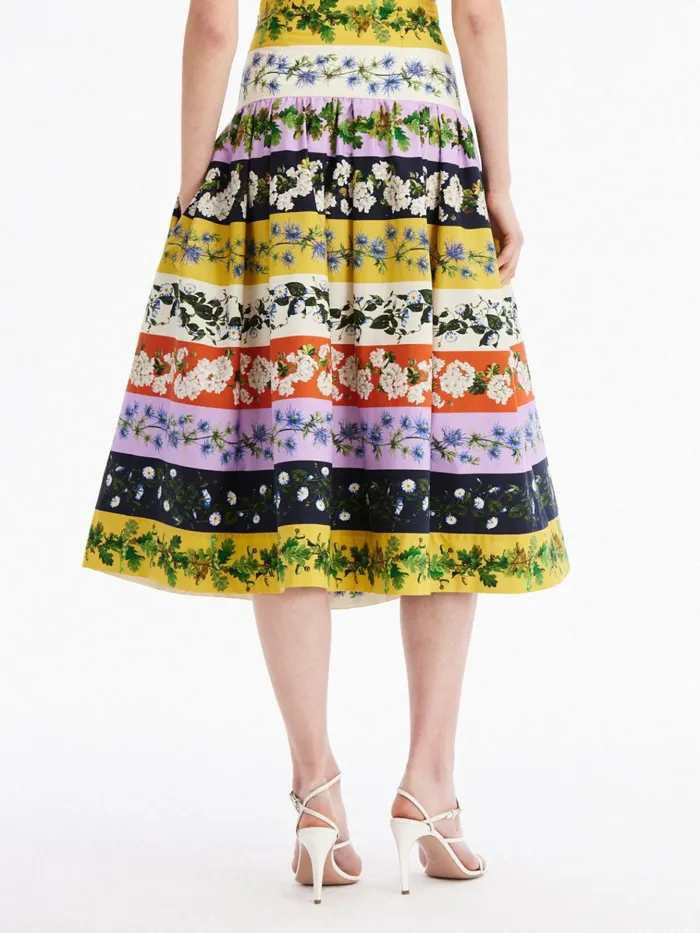 Women Pants and Skirts Oscar De La Renta Botanical Stripe Cotton Poplin Skirt Ginger Multi Women Pants and Skirts Oscar De La Renta Botanical Stripe Cotton Poplin Skirt Ginger Multi