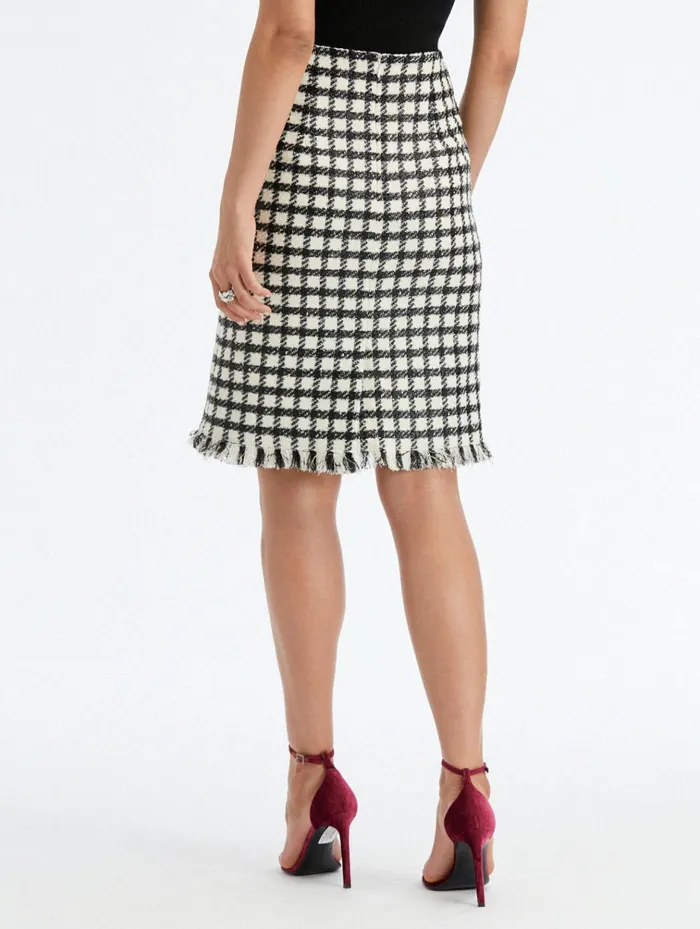 Women Pants and Skirts Oscar De La Renta Lurex Check Tweed Pencil Skirt Ivoryblack Women Pants and Skirts Oscar De La Renta Lurex Check Tweed Pencil Skirt Ivoryblack