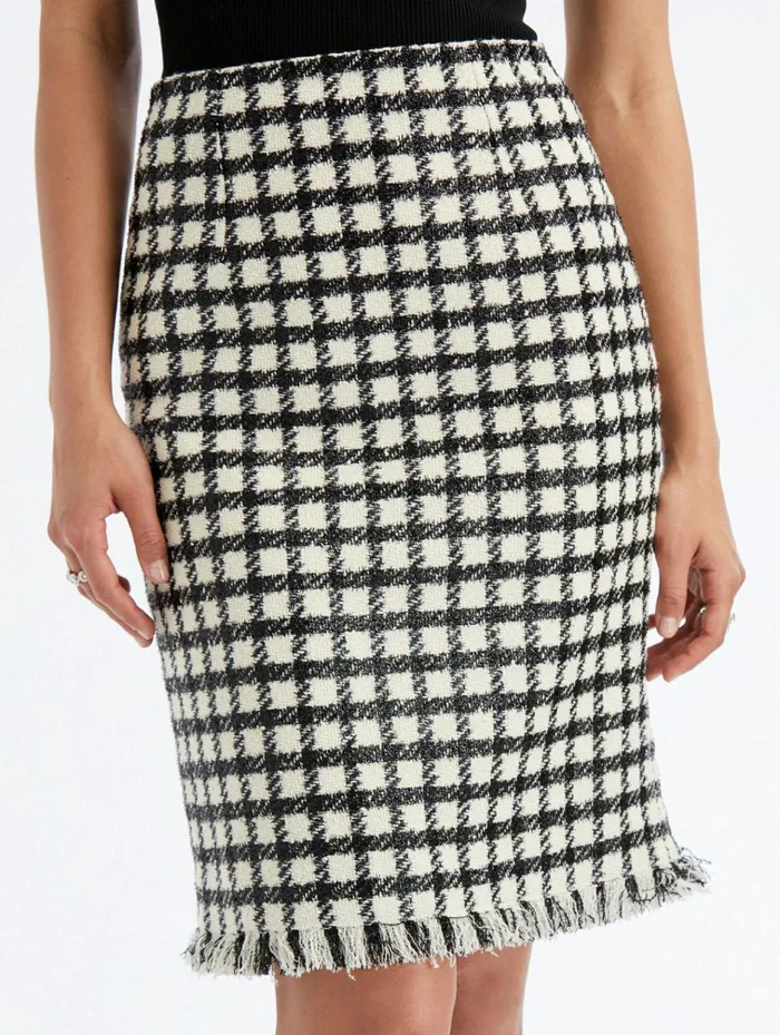 Women Pants and Skirts Oscar De La Renta Lurex Check Tweed Pencil Skirt Ivoryblack Women Pants and Skirts Oscar De La Renta Lurex Check Tweed Pencil Skirt Ivoryblack