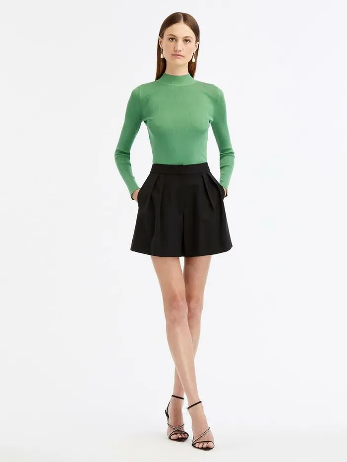 Women Pants and Skirts Oscar De La Renta Pleat Front Shorts Black